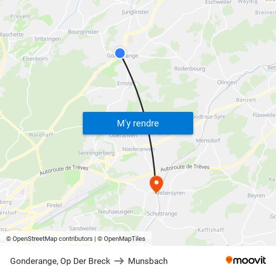 Gonderange, Op Der Breck to Munsbach map