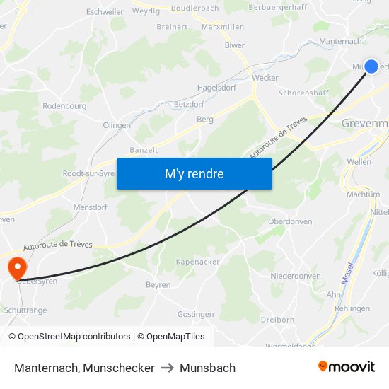 Manternach, Munschecker to Munsbach map