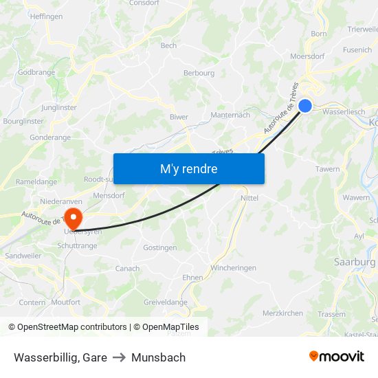 Wasserbillig, Gare to Munsbach map