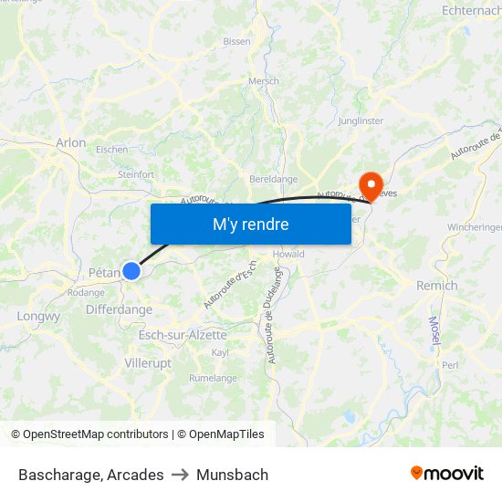 Bascharage, Arcades to Munsbach map