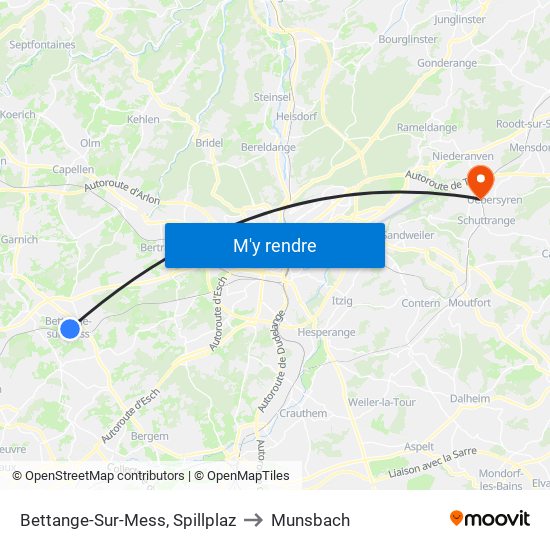 Bettange-Sur-Mess, Spillplaz to Munsbach map