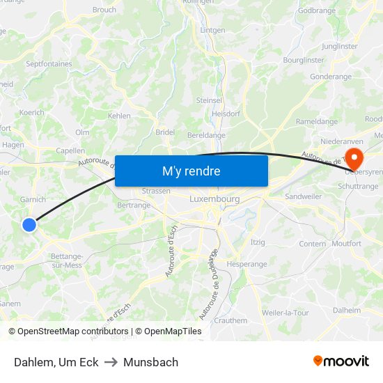 Dahlem, Um Eck to Munsbach map
