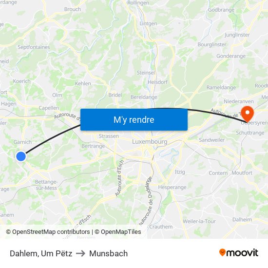 Dahlem, Um Pëtz to Munsbach map