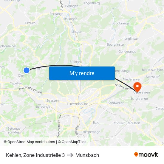 Kehlen, Zone Industrielle 3 to Munsbach map