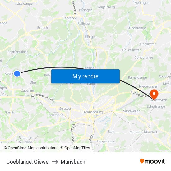 Goeblange, Giewel to Munsbach map