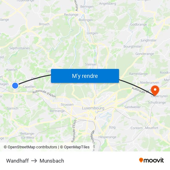 Wandhaff to Munsbach map