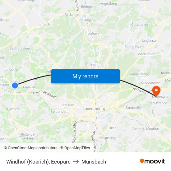 Windhof (Koerich), Ecoparc to Munsbach map