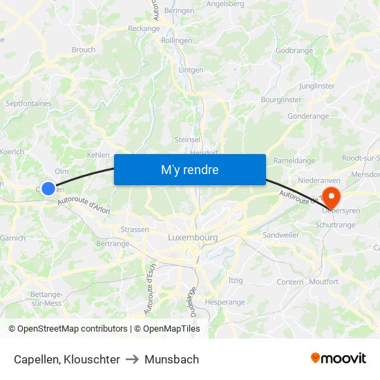 Capellen, Klouschter to Munsbach map