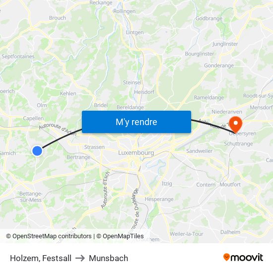 Holzem, Festsall to Munsbach map