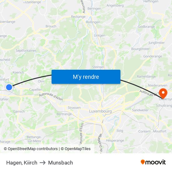 Hagen, Kiirch to Munsbach map