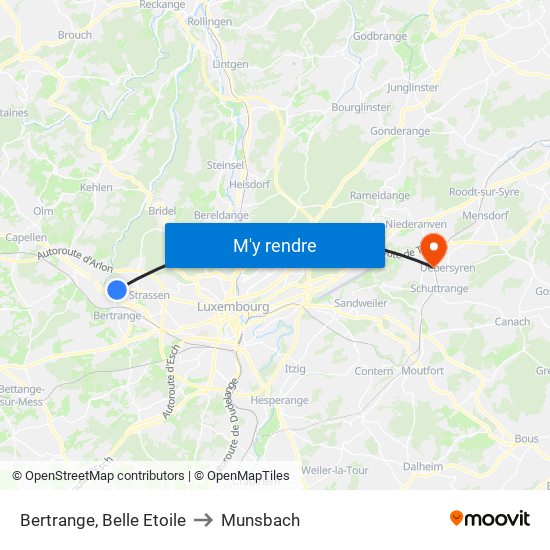 Bertrange, Belle Etoile to Munsbach map