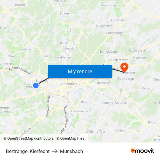 Bertrange, Kierfecht to Munsbach map