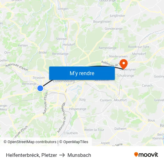 Helfenterbréck, Pletzer to Munsbach map