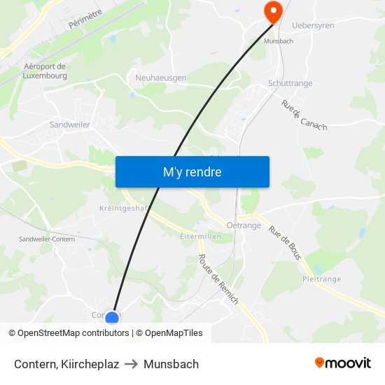 Contern, Kiircheplaz to Munsbach map