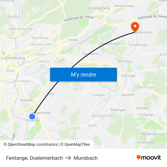 Fentange, Duelemerbach to Munsbach map