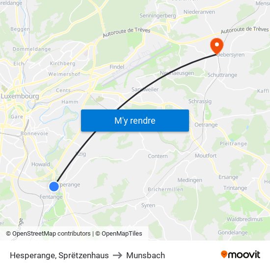 Hesperange, Sprëtzenhaus to Munsbach map