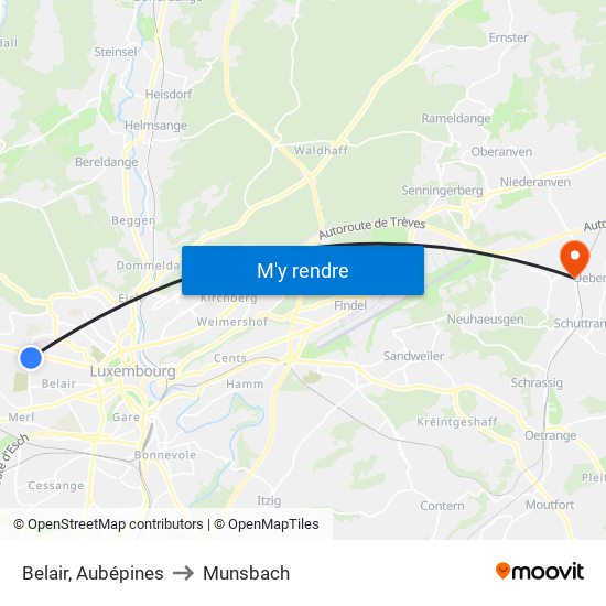 Belair, Aubépines to Munsbach map