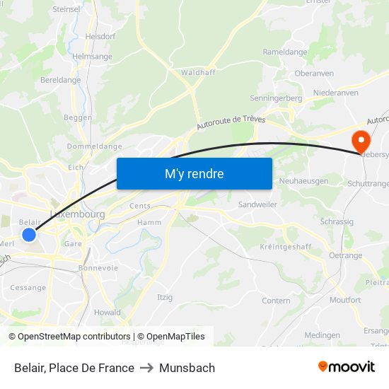 Belair, Place De France to Munsbach map