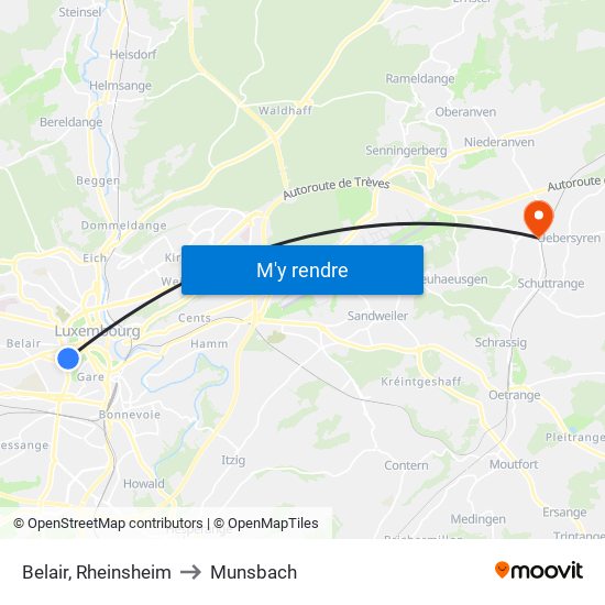 Belair, Rheinsheim to Munsbach map