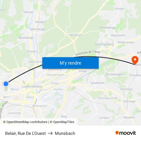 Belair, Rue De L'Ouest to Munsbach map