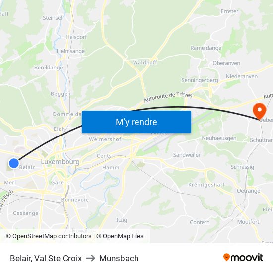 Belair, Val Ste Croix to Munsbach map