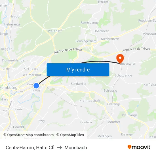 Cents-Hamm, Halte Cfl to Munsbach map
