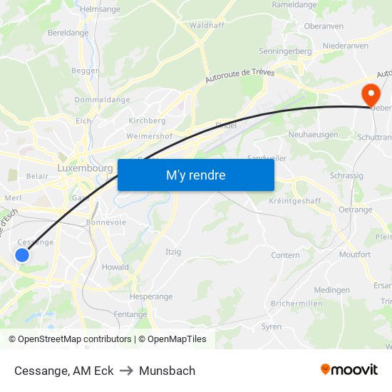 Cessange, AM Eck to Munsbach map
