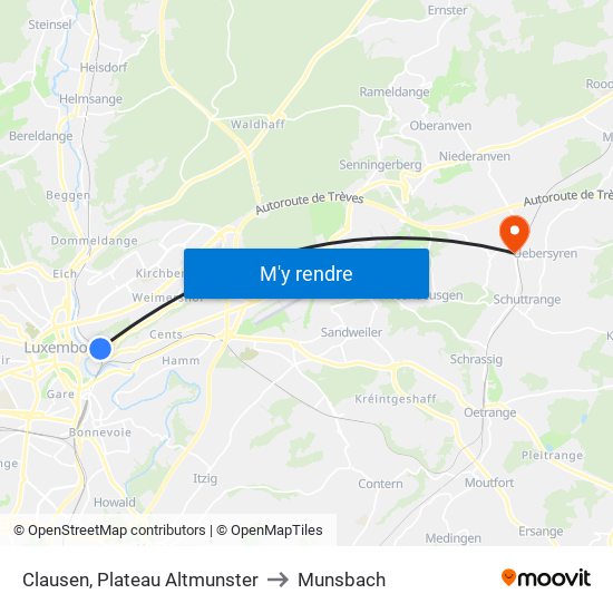 Clausen, Plateau Altmunster to Munsbach map