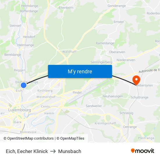 Eich, Eecher Klinick to Munsbach map