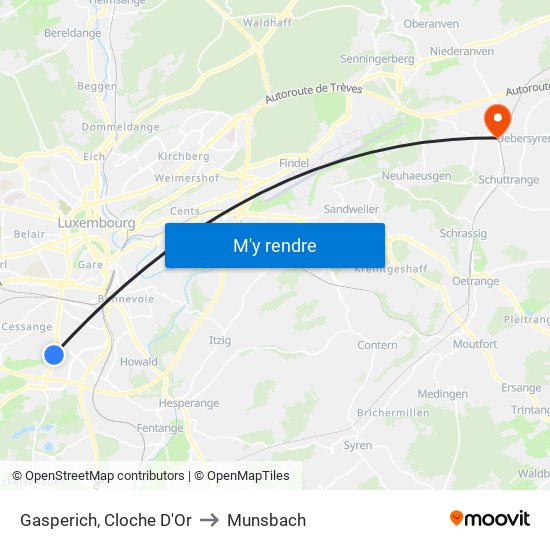 Gasperich, Cloche D'Or to Munsbach map