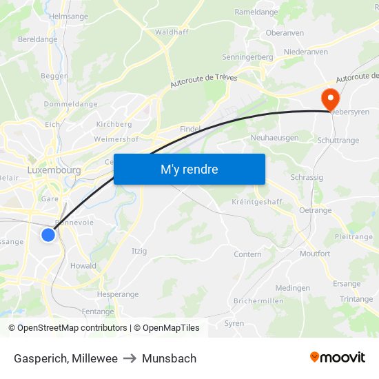 Gasperich, Millewee to Munsbach map