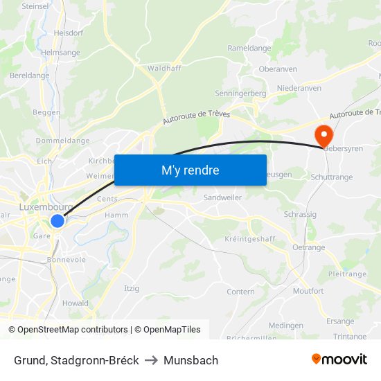 Grund, Stadgronn-Bréck to Munsbach map