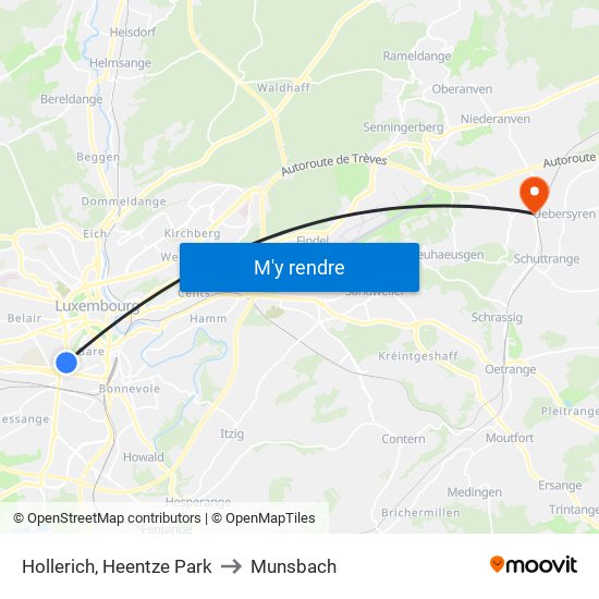 Hollerich, Heentze Park to Munsbach map