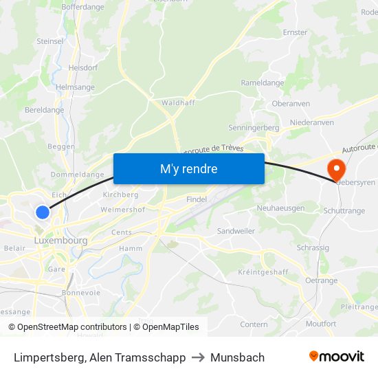 Limpertsberg, Alen Tramsschapp to Munsbach map