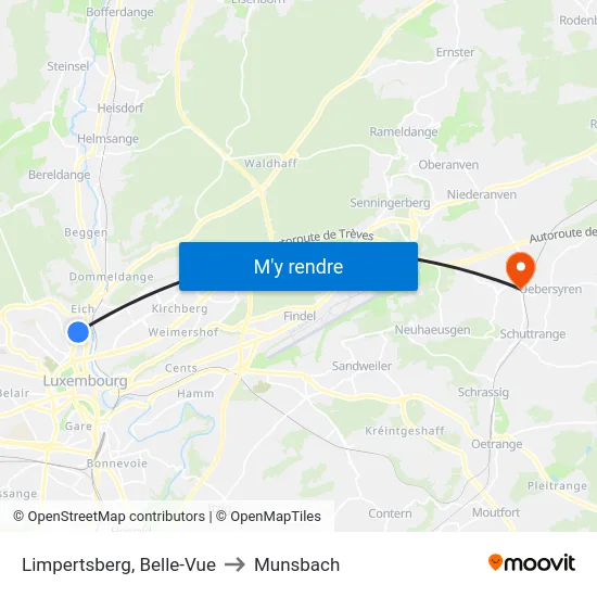 Limpertsberg, Belle-Vue to Munsbach map