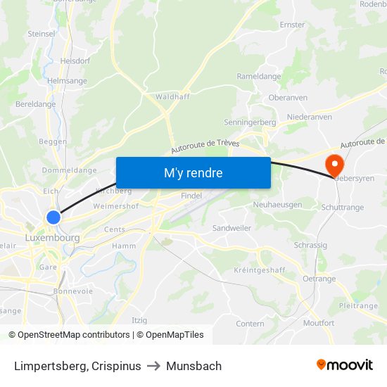 Limpertsberg, Crispinus to Munsbach map