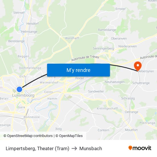 Limpertsberg, Theater (Tram) to Munsbach map