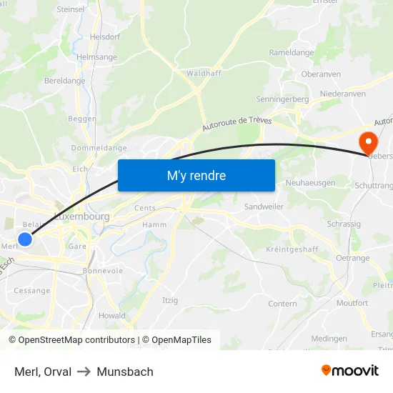 Merl, Orval to Munsbach map