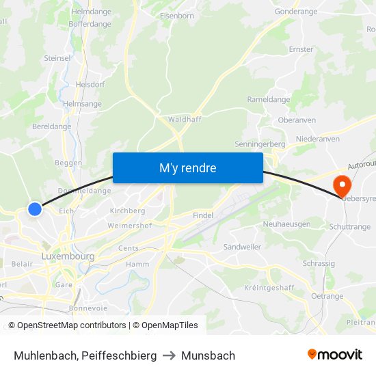 Muhlenbach, Peiffeschbierg to Munsbach map