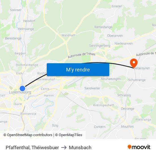 Pfaffenthal, Théiwesbuer to Munsbach map