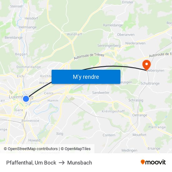 Pfaffenthal, Um Bock to Munsbach map