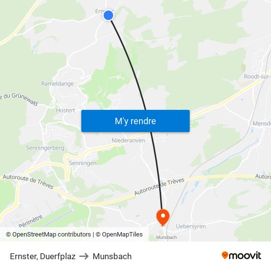 Ernster, Duerfplaz to Munsbach map