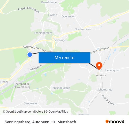 Senningerberg, Autobunn to Munsbach map
