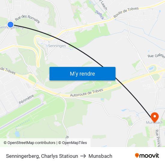 Senningerberg, Charlys Statioun to Munsbach map