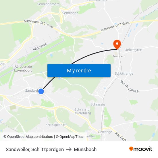 Sandweiler, Schiltzperdgen to Munsbach map