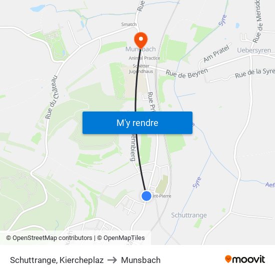 Schuttrange, Kiercheplaz to Munsbach map