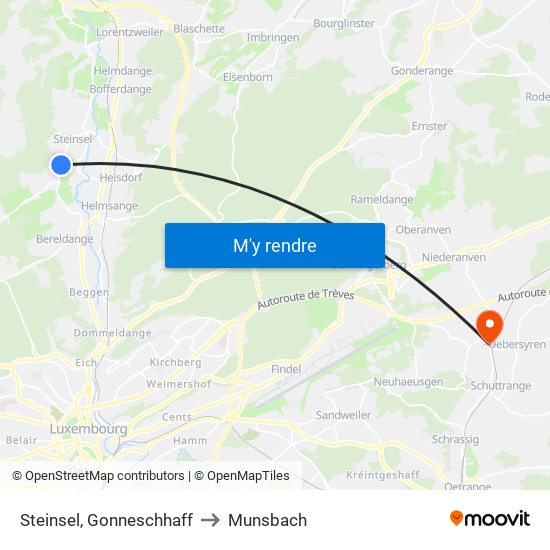 Steinsel, Gonneschhaff to Munsbach map