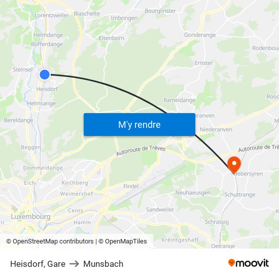 Heisdorf, Gare to Munsbach map