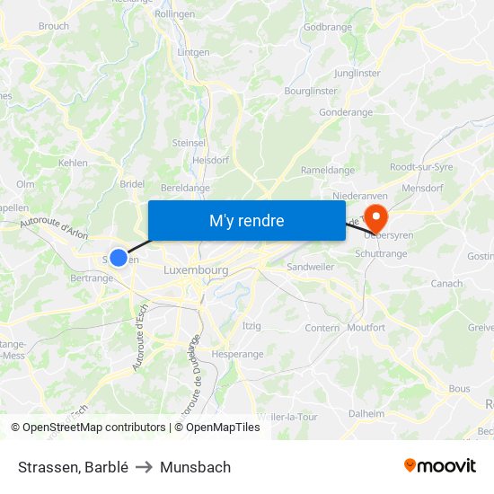 Strassen, Barblé to Munsbach map