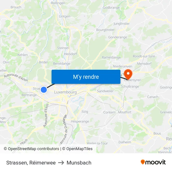Strassen, Réimerwee to Munsbach map